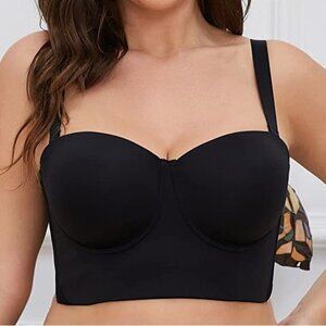 Longline Strapless Bra Full Coverage Seamless Bustier Bra, 32C